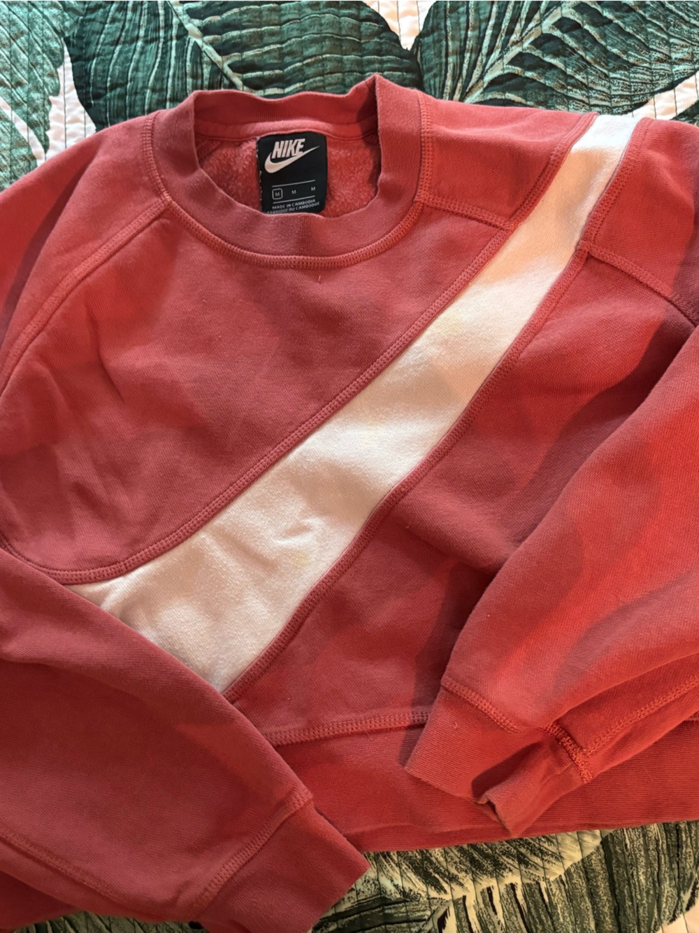 Nike Men’s Crewneck Sweatshirt in Red with White Diagonal Stripe